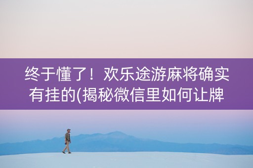 终于懂了！欢乐途游麻将确实有挂的(揭秘微信里如何让牌变好)