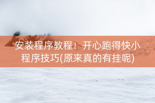 安装程序教程！开心跑得快小程序技巧(原来真的有挂呢)