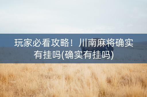 玩家必看攻略！川南麻将确实有挂吗(确实有挂吗)