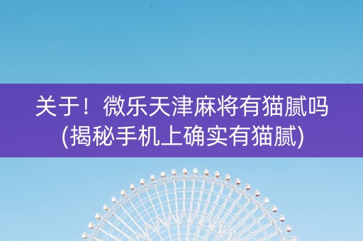 关于！微乐天津麻将有猫腻吗(揭秘手机上确实有猫腻)
