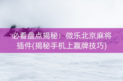 必看盘点揭秘！微乐北京麻将插件(揭秘手机上赢牌技巧)