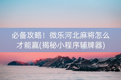必备攻略！微乐河北麻将怎么才能赢(揭秘小程序辅牌器)