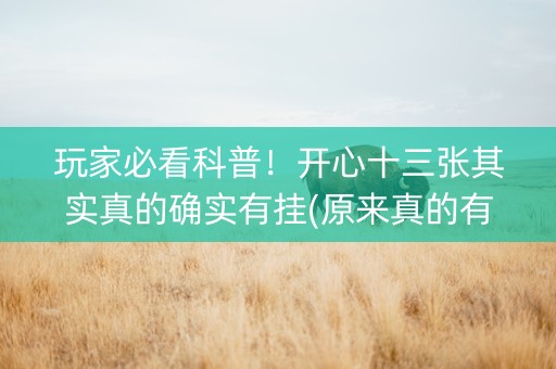 玩家必看科普！开心十三张其实真的确实有挂(原来真的有挂)