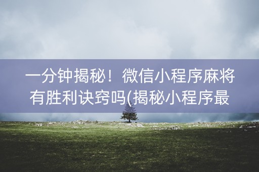 一分钟揭秘！微信小程序麻将有胜利诀窍吗(揭秘小程序最新神器下载)