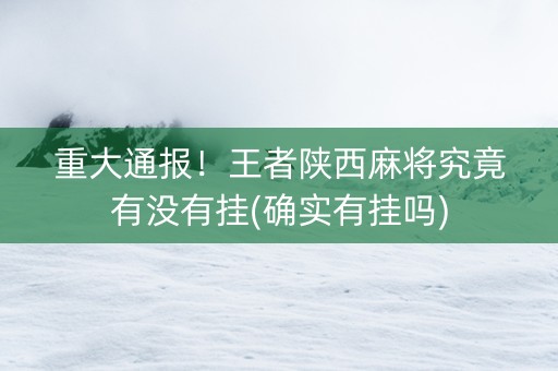 重大通报！王者陕西麻将究竟有没有挂(确实有挂吗)