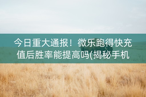 今日重大通报！微乐跑得快充值后胜率能提高吗(揭秘手机上输赢规律)