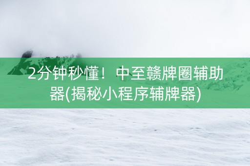 2分钟秒懂！中至赣牌圈辅助器(揭秘小程序辅牌器)
