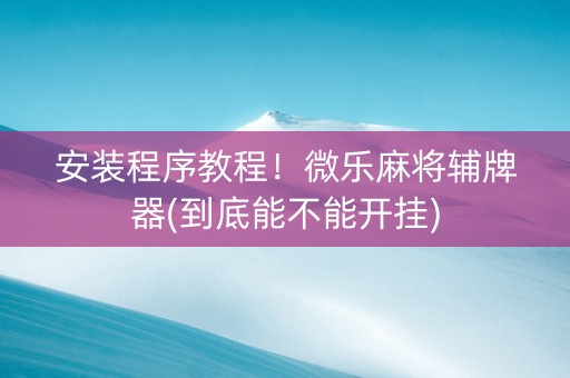 安装程序教程！微乐麻将辅牌器(到底能不能开挂)