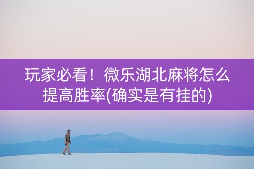 玩家必看！微乐湖北麻将怎么提高胜率(确实是有挂的)