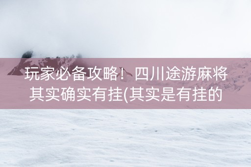 玩家必备攻略！四川途游麻将其实确实有挂(其实是有挂的)