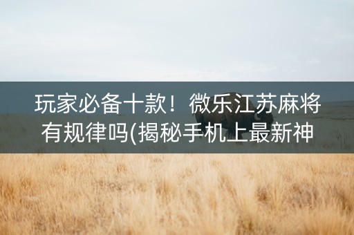 玩家必备十款！微乐江苏麻将有规律吗(揭秘手机上最新神器下载)
