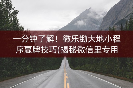 一分钟了解！微乐锄大地小程序赢牌技巧(揭秘微信里专用神器)