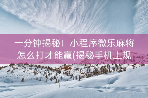 一分钟揭秘！小程序微乐麻将怎么打才能赢(揭秘手机上规律攻略)