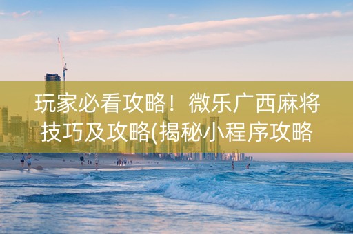 玩家必看攻略！微乐广西麻将技巧及攻略(揭秘小程序攻略插件)