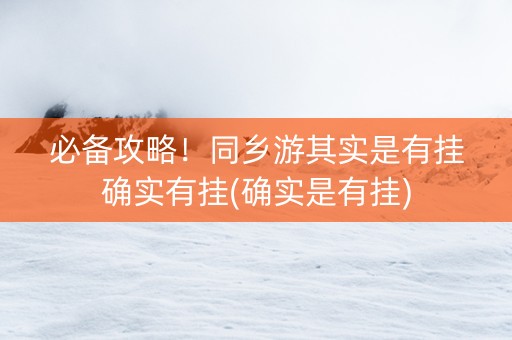必备攻略！同乡游其实是有挂确实有挂(确实是有挂)