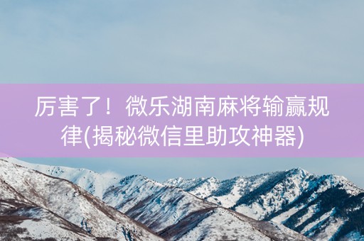 厉害了！微乐湖南麻将输赢规律(揭秘微信里助攻神器)