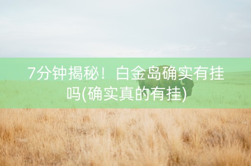 7分钟揭秘！白金岛确实有挂吗(确实真的有挂)