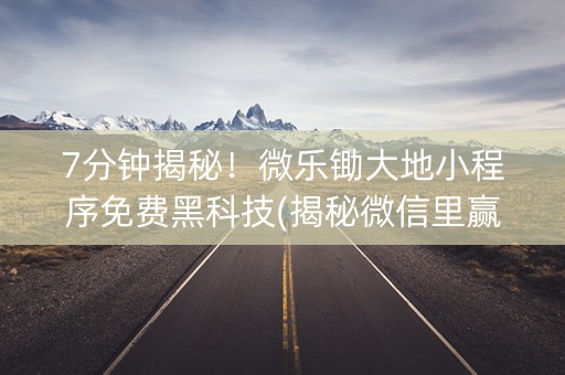7分钟揭秘！微乐锄大地小程序免费黑科技(揭秘微信里赢的秘诀)