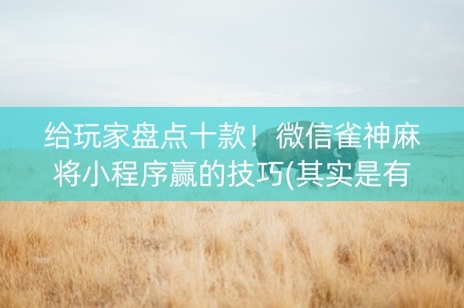 给玩家盘点十款！微信雀神麻将小程序赢的技巧(其实是有挂的)