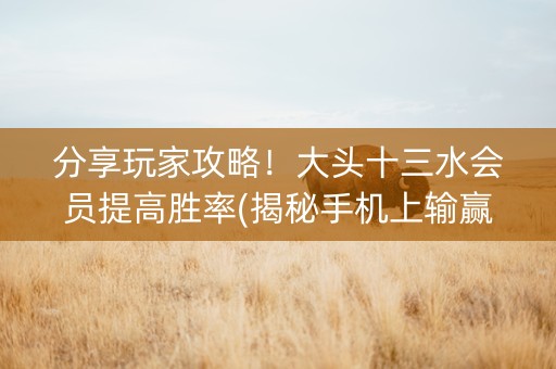 分享玩家攻略！大头十三水会员提高胜率(揭秘手机上输赢规律)