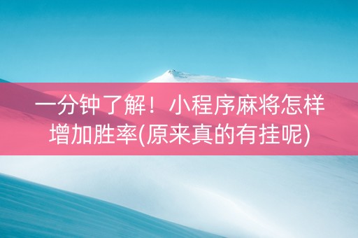 一分钟了解！小程序麻将怎样增加胜率(原来真的有挂呢)