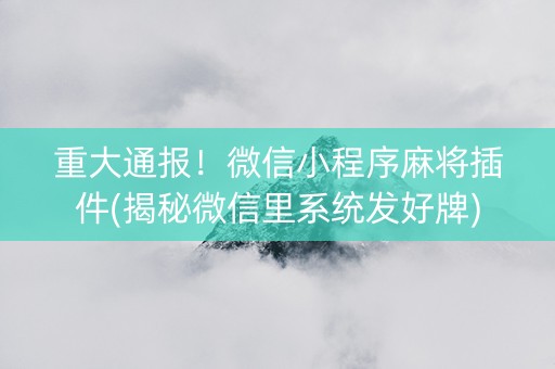 重大通报！微信小程序麻将插件(揭秘微信里系统发好牌)