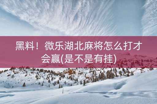 黑料！微乐湖北麻将怎么打才会赢(是不是有挂)