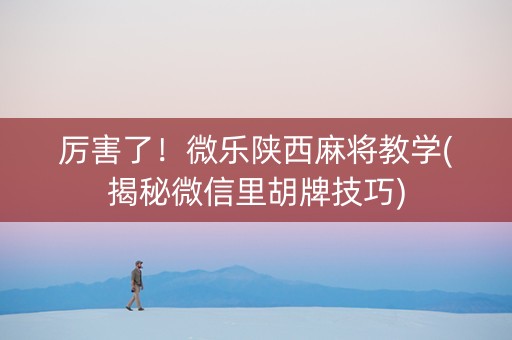 厉害了！微乐陕西麻将教学(揭秘微信里胡牌技巧)