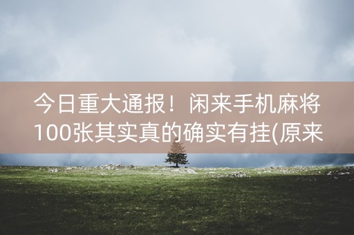 今日重大通报！闲来手机麻将100张其实真的确实有挂(原来真的有挂)
