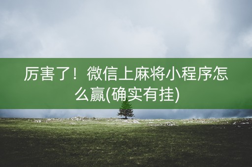 厉害了！微信上麻将小程序怎么赢(确实有挂)