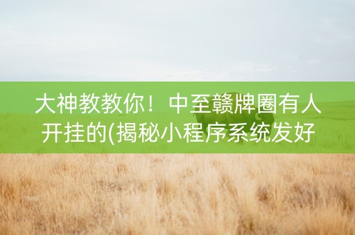 大神教教你！中至赣牌圈有人开挂的(揭秘小程序系统发好牌)