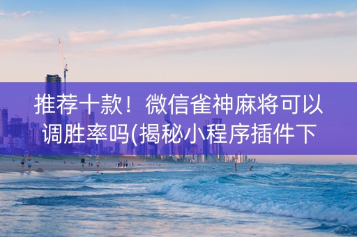 推荐十款！微信雀神麻将可以调胜率吗(揭秘小程序插件下载)