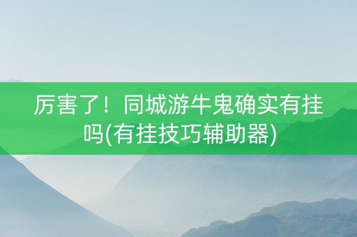 厉害了！同城游牛鬼确实有挂吗(有挂技巧辅助器)