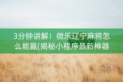 3分钟讲解！微乐辽宁麻将怎么能赢(揭秘小程序最新神器下载)