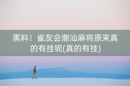 黑料！雀友会潮汕麻将原来真的有挂呢(真的有挂)