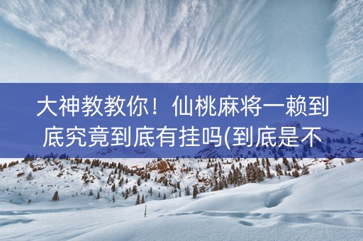 大神教教你！仙桃麻将一赖到底究竟到底有挂吗(到底是不是有挂)