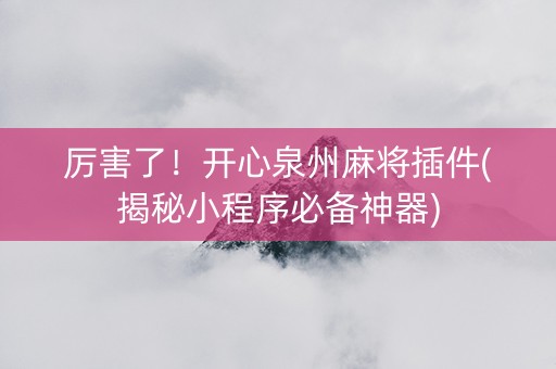 厉害了！开心泉州麻将插件(揭秘小程序必备神器)