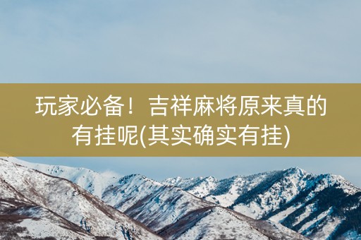 玩家必备！吉祥麻将原来真的有挂呢(其实确实有挂)