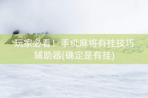 玩家必看！手机麻将有挂技巧辅助器(确定是有挂)