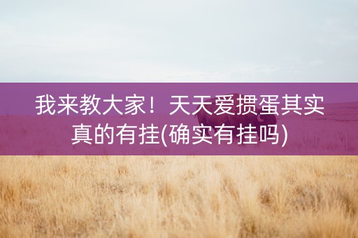 我来教大家！天天爱掼蛋其实真的有挂(确实有挂吗)