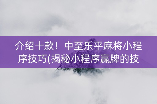 介绍十款！中至乐平麻将小程序技巧(揭秘小程序赢牌的技巧)