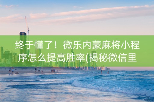 终于懂了！微乐内蒙麻将小程序怎么提高胜率(揭秘微信里助赢神器)