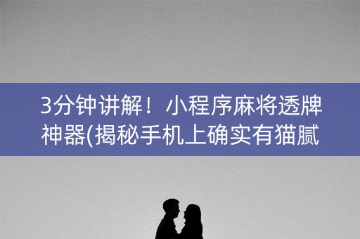 3分钟讲解！小程序麻将透牌神器(揭秘手机上确实有猫腻)