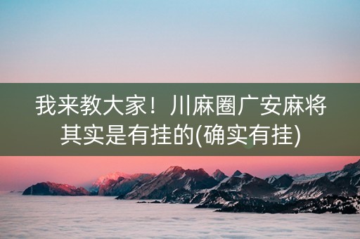 我来教大家！川麻圈广安麻将其实是有挂的(确实有挂)