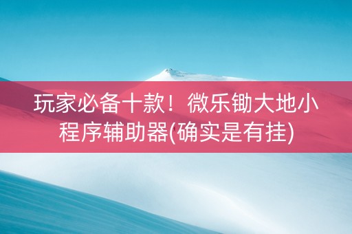 玩家必备十款！微乐锄大地小程序辅助器(确实是有挂)