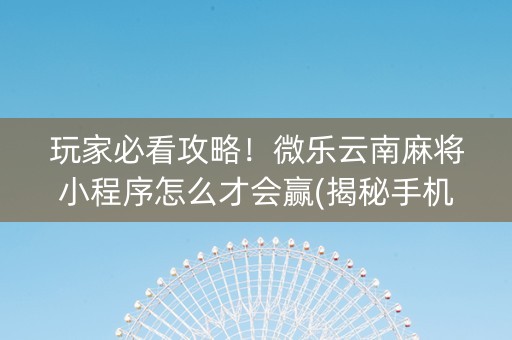 玩家必看攻略！微乐云南麻将小程序怎么才会赢(揭秘手机上专用神器)