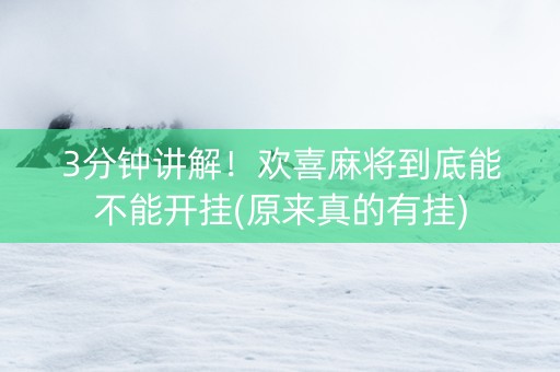 3分钟讲解！欢喜麻将到底能不能开挂(原来真的有挂)