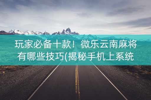 玩家必备十款！微乐云南麻将有哪些技巧(揭秘手机上系统发好牌)