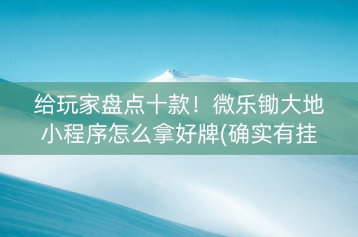 给玩家盘点十款！微乐锄大地小程序怎么拿好牌(确实有挂)