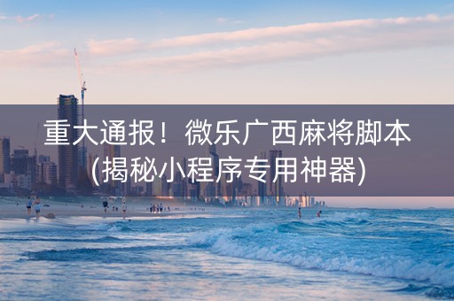 重大通报！微乐广西麻将脚本(揭秘小程序专用神器)